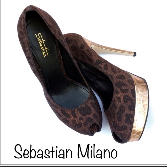 Burgundy Sebastian Milano peep toe platform Shoes - Picture 2 of 6